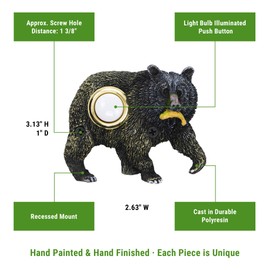 Waterwood Hand Painted Bear with Fish Doorbell - Wired & Illuminated Push Button Cast in Durable Polyresin