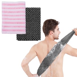 2 Piece Exfoliating Body Scrub Loofah Back Scrubber, Deep Exfoliating Towel/Natural Body Exfoliator Bath Scrub Loofah for Men & Women
