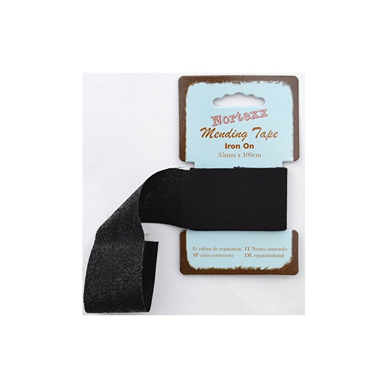 Nortexx Iron On Repair Tape-Black, 100% Cotton, 14 x 8