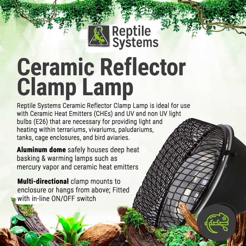 Reptile Systems Ceramic Reptile Clamp Lamp – Easy-to-Use 200w Lighting