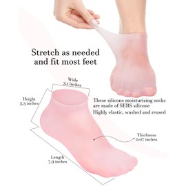 Golbylicc Silicone Moisturizing Socks for Women Dry Cracked Feet, Soft Gel Rubber Socks, Women Foot Care Spa Pedicure Silicone Socks for Cracked Heel and Softening Rough Skin, Calluses (2 Pairs)
