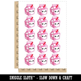 Cute Kawaii Strawberry Milk Carton Temporary Tattoo Water Resistant Fake Body Art Set Collection - 15 2" Tattoos (1 Sheet)