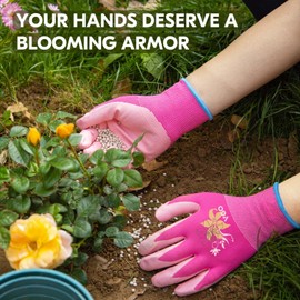 VGO 3 Pairs Women’s Gardening Gloves - Non-Slip Nitrile Coated, Machine Washable & Breathable for Outdoor,DIY, Ranch,Camping | Flexible Fit, Value Bundle with Color Choices (3Pairs/S/Bundle/NT2110-P)