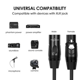 Twozoh XLR Male to Female Microphone Cable 2M 2 Pack, XLR Cable Balanced 3Pin XLR Audio Cable (Professional/HiFi)