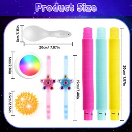 HOTUT 8 Pcs Light Up Sensory Toys, LED Light Up Maracas, Night Light, Sensory Tubes & Balls, Baby Sensory Toys for Autism, Party Favors Stress Relief Toys, Light Up Toys for 4 5 6 7 8 Year Old Kids