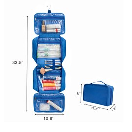 Organizador de viaje multiusos para el hogar, accesorios de aseo cosméticos, maquillaje, kit de afeitado para colgar (azul)
