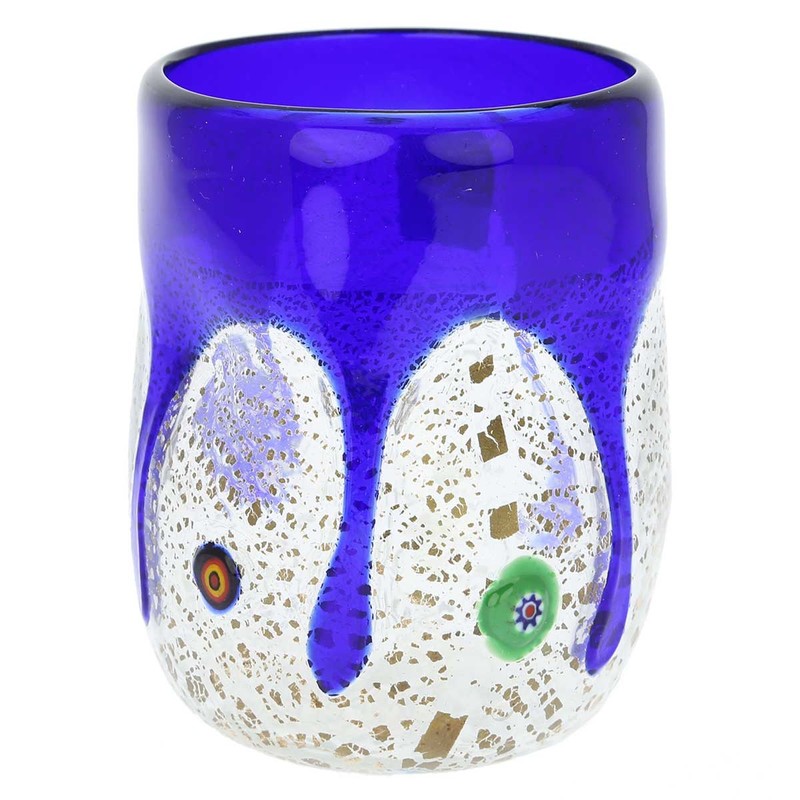 Glass Of Venice Murano Drinking Glass - Silver Liquid Blue