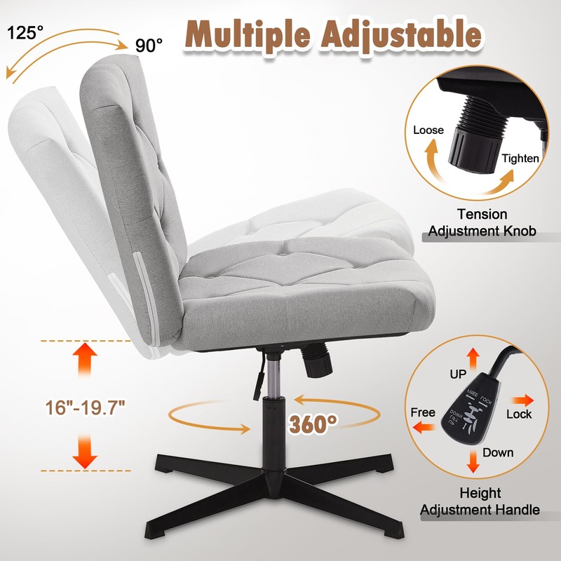 VECELO Criss Cross Armless Office Desk Chair No Wheels Comfy