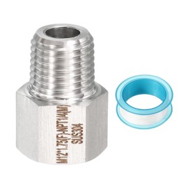 PATIKIL 304 Stainless Steel Forged Pipe Fitting, M12x1.75 Female to 1/4" NPT Thread Adapter Hex Pipe Fitting Adapter for Hose Line Connection Conversion, Silver (1.02x0.75")