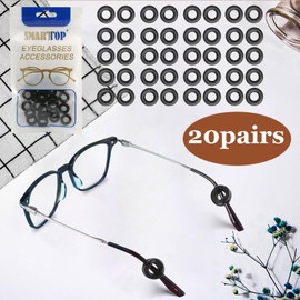 SMARTTOP 14 Pairs Eyeglass Ear Grips Sleeve Holder-Eyeglasses Ear Hooks -Comfort Anti-Slip glasses ear grip-For Kids and Adults Sunglasses, Reading Glasses, Sport Eyewear (Black)