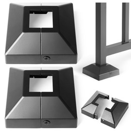 Hulave - Cubierta de Base de Poste Dividido, 1.25 x 1.25 Pulgadas, Base 3.5 x 3.5 Pulgadas, Aluminio, Resistente a la Intemperie, 2 Unidades