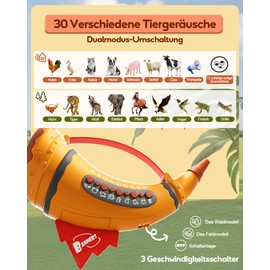 Animal Caller, Realistic Animal Sounds Toy for Children, Toddlers, Horn with 2 Modes, 30 Effects and 5-Level Lighting Display, Preschool Educational for Boys Girls from 3 Years