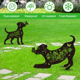 Riletese Dog Garden Stake Outdoor Yard Decor – Set of 2 Metal Labrador Lawn Ornament, Cute Labrador Lover Gift for Women Men, Weather-Resistant Dog Silhouette Statues Yard Art for Patio