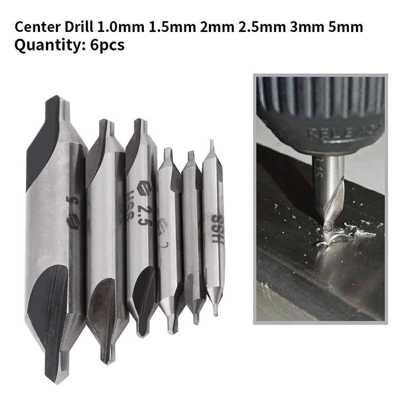 6pcs Sharp and Durable HSS 60 Degree Center Drill Bits