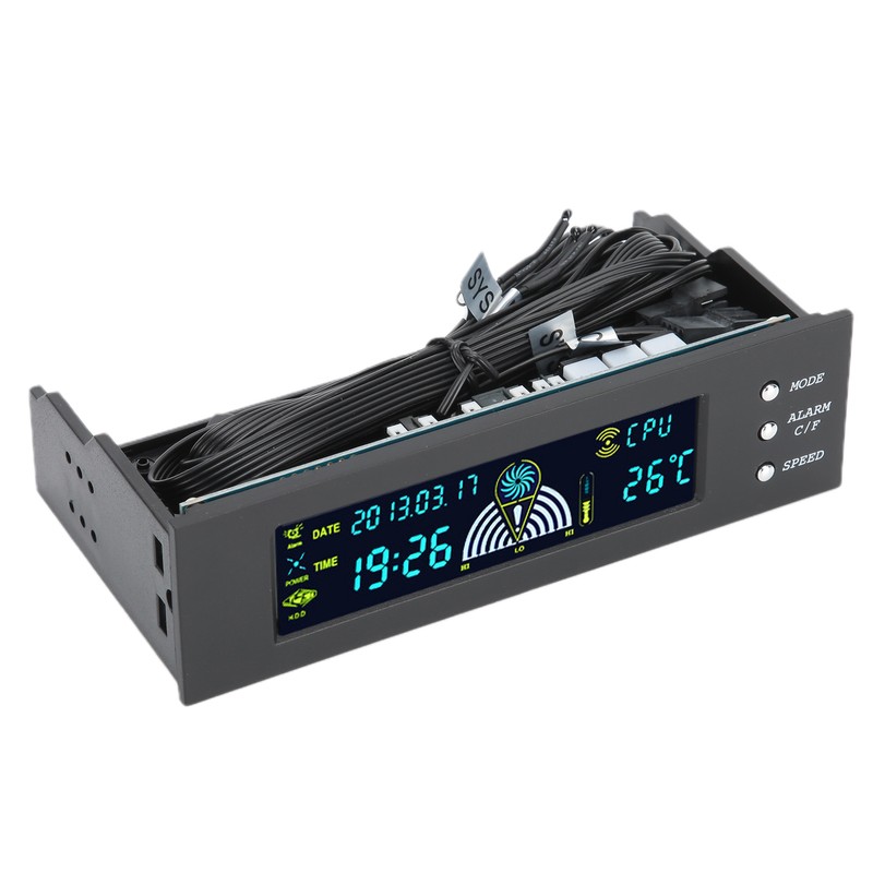 Computer 3‑Fan Speed Controller CPU/HDD/SYS Temperature Control LCD Front Panel