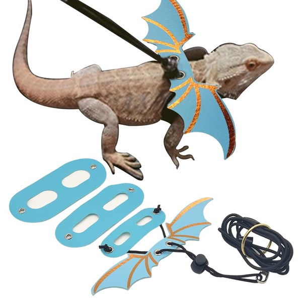 Adjustable Bearded Dragon Leash Harness,3 Size Pack Leather Wings Safty
