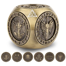 DND Fingertip Spinner Dice, 7-in-1 Metal Dice Set with 3D Pattern, Polyhedral Rotating Game Dice, for DND Gifts with Dragon Logo Gift Bag, Role Playing Board Game Accessories, Bronze