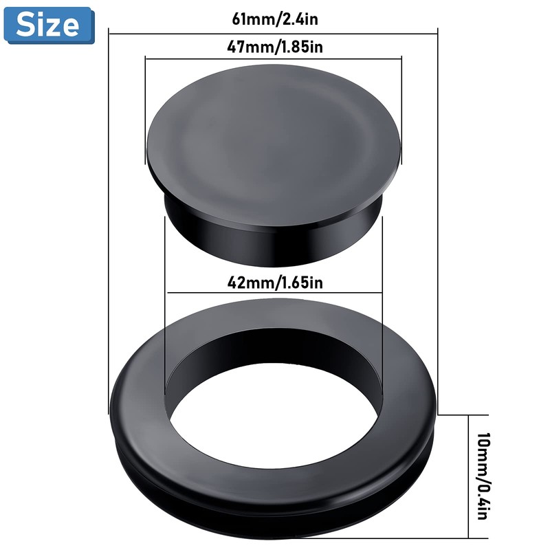 Jetec 2 Inch Patio Table Umbrella Hole Ring with Cap
