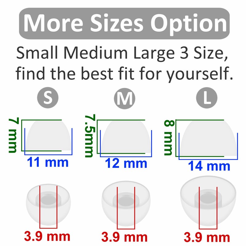 IiEXCEL 6 Pairs Studio Buds+ Ear Tips, Replacement S/M/L 3