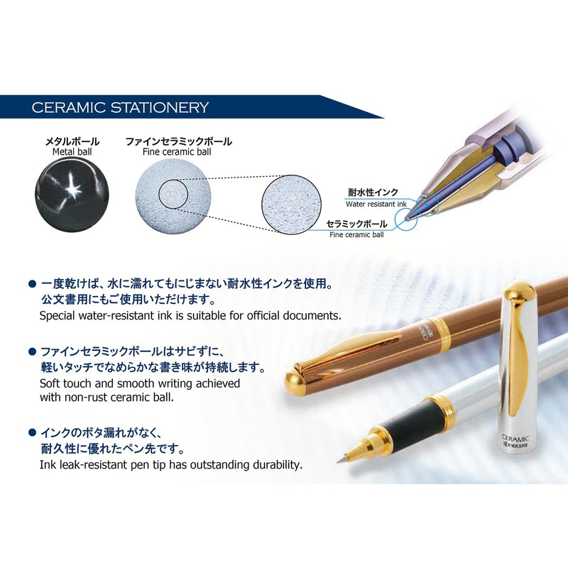 Kyocera KCB-BK15-AZ Ballpoint Pen, Water Based Tip, Ceramic Ball, Good