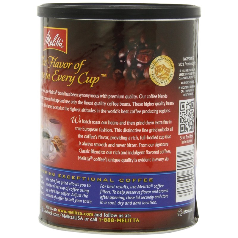 Melitta Coffee Medium Roast Extra Fine Grind Can, Classic Blend,