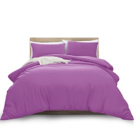 MOONLIGHT20015 Single Duvet Cover Purple Solid Soft Single Bedding Duvet Cover Set with 1 Matching Pillowcase
