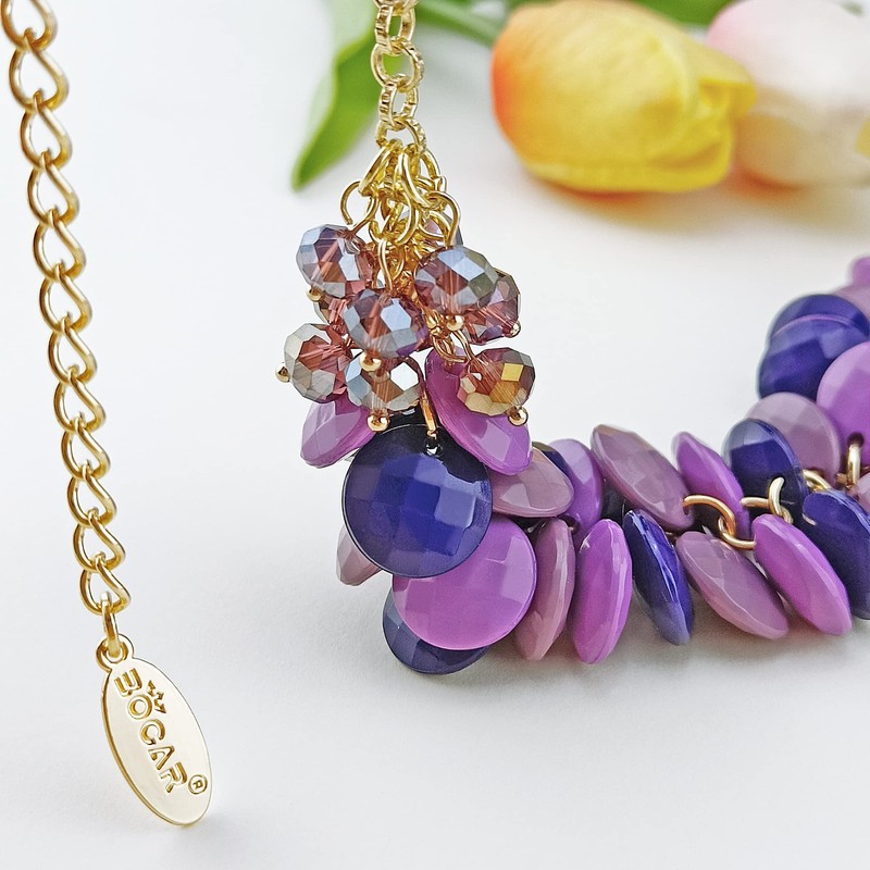 Bocar Fashion Cluster Bubble Acrylic Statement Necklace for Women Bib