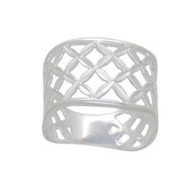 Tuscany Silver Diamond Cut Lattice Ring - Size P