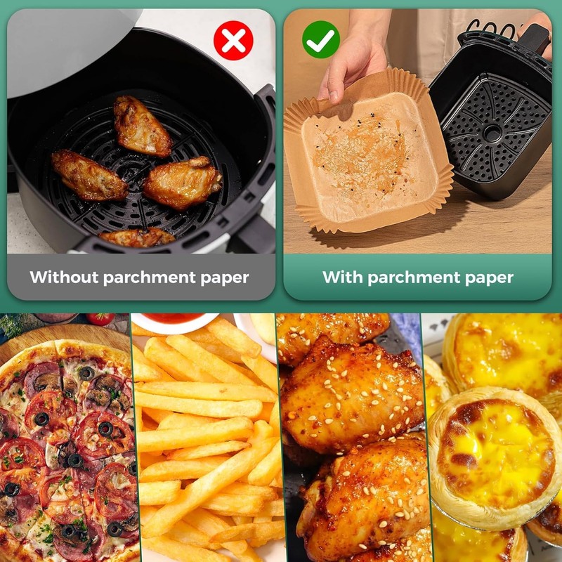 1000 Pcs Air Fryer Paper Liners Value Pack, 8" Square