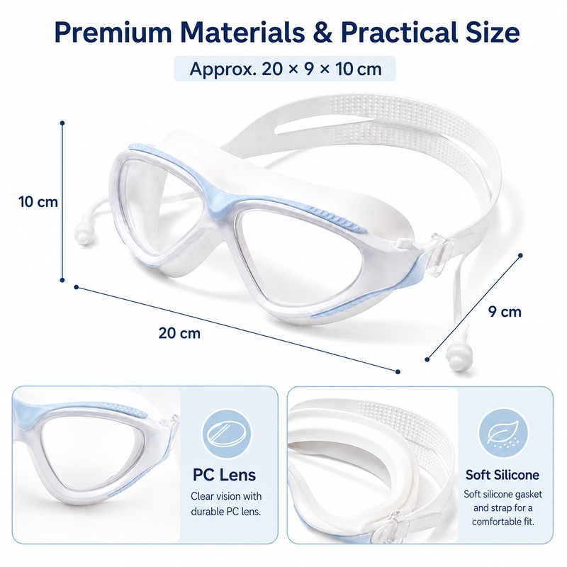 Swimming Goggles for Adults – Anti-Fog Wide Lens with UV