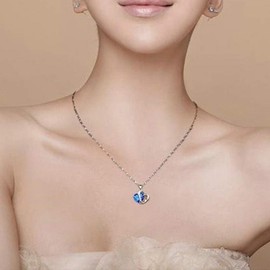 Uloveido Fashion Austrian CZ Crystals Double Heart Shape Pendant Necklace Valentines Gift N673, one size, Crystal, Cubic Zirconia