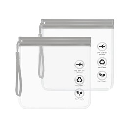 Iridsmole 2pc Airport Security Liquids Bags, Airport Liquid Bags 20 x 20 cm, Clear Toiletry Bag for Travel, Clear Plastic Makeup Bag for Women Travel Essentials