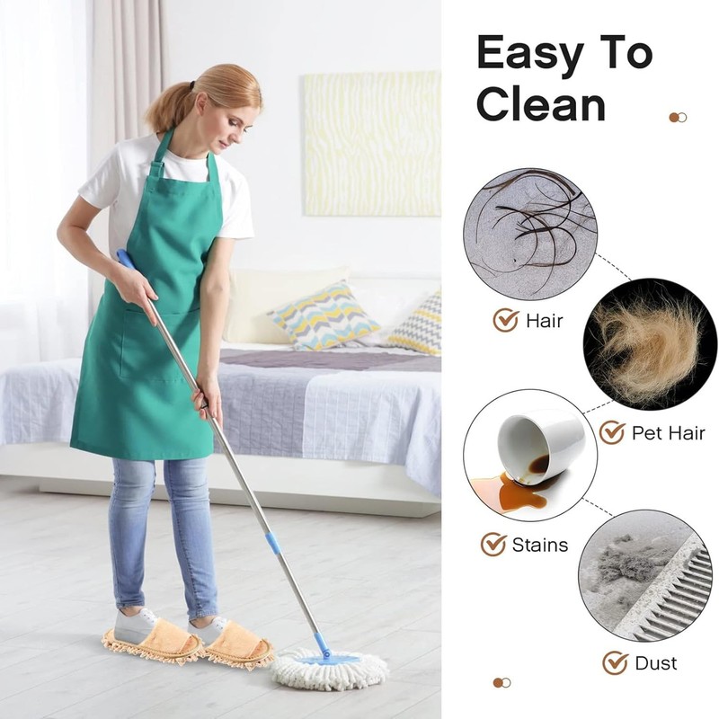 4Pcs Floor Mop Shoes, Microfiber Cleaning Mop Slippers Washable Floor