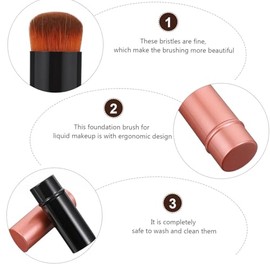 2 Piezas Brocha Telescópica Para Base De Maquillaje Cepillo De Polvo Retráctil Cepillo Para Polvos Sueltos Rubor Portátil El Plastico Rojo Cosmético P