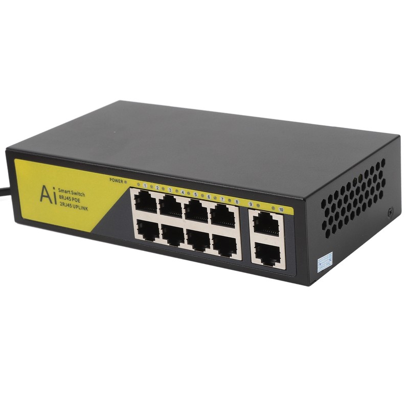 AI POE Switch 8 POE Ports and 2 Uplink 100Mbps
