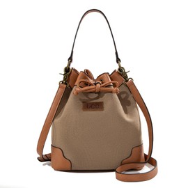 Montana West x Lee Bucket Bag for Women Drawstring Hobo Purses Crossbody Shoulder Handbags with Detachable Straps Khaki, LEE53-003KH