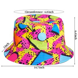 80s 90s Fanny Pack Bucket Hat Set for Women Men Neon Waist Bag 90s Hat Retro Casual Outfit for 1980s/1990s Costume