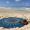 Round Indian Peacock Feather Mandala Throw Tapestry, Hippie Wall Hanging,