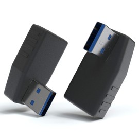 JAMEGA - USB 3.0 Angle Adapter Left 90° Angle Adapter USB A Male to USB A Female USB Angle Plug Coupling Compatible with All USB Cables