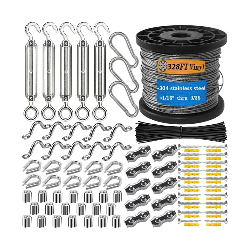 BRISBONN M5 304 Stainless Steel Turnbuckle Tension Wire Kit -