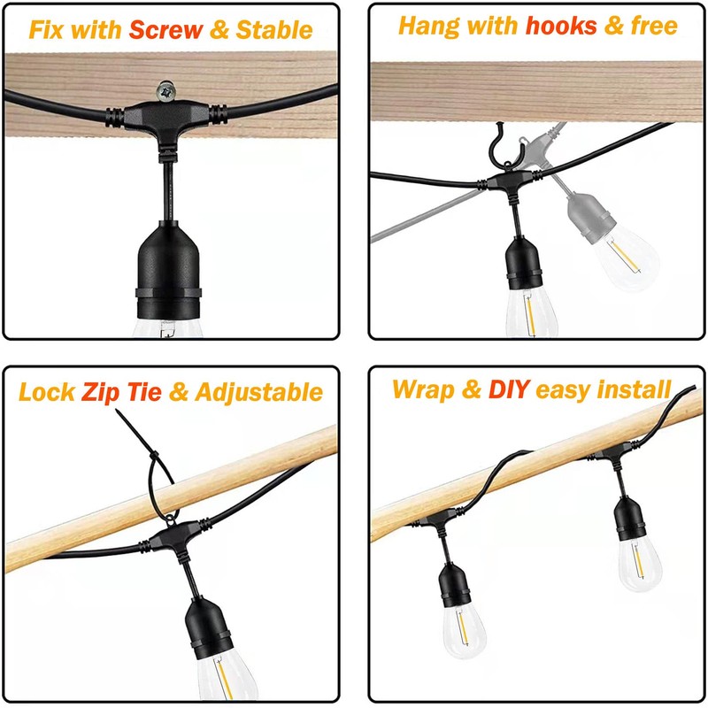 120 FT Outdoor String Lights LED Waterproof with 40 Shatterproof