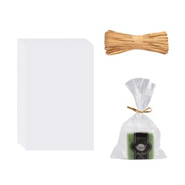 Miraclekoo 100pcs Clear Soap Bags for Soap Packaging 5x8 Inch Cellophane Bags with Raffia Rope Transparent Soap Wrappers for Homemade Soap Gift Birthday Party Favor Packaging