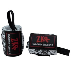 ZKR Power Weightlifting Wrist Wraps Support Gym Bodybuilding, Crossfit, Powerlifting, Workout Heavy Muscle Strength Training Straps With Thumb Loop Support (Skull)