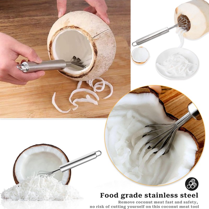 JALCH Coconut Opener Set Effortlessly Crack Open Coconuts with Stainless