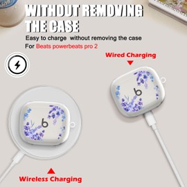 CameCosy Transparent Case Compatible for Beats Powerbeats Pro 2 2025 with Pearl Bracelet Keyring, Silicone Cover with Lavender Flower Pattern for Girls, Shockproof Waterproof Anti-Scratches Anti-dust