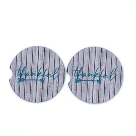 Thankful Arrow Barnwood Neoprene Car Coasters (Set of 2)