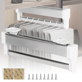 DBREAKS Extendable Clothes Rail for Pull-Out Clothes Hangers, Wardrobe Rail, Adjustable Wardrobe Rail for Closets with a Depth of More than 300 mm