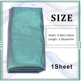 GORGECRAFT 3 m Rainbow Laser Gradient Organza Iridescent Lace Voile Fabric, 152 cm Wide, Metallic Holographic Gauze for Wedding Dress, Curtain, Background Photography (Medium Sea Green)