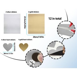 KAPSING 4-Piece Scratch Sticker Set, Square Scratch Cards with 8 Pieces Love, Scratch Off Label Stickers, Label Stickers, Scratch Film Vouchers, for Wedding, Birthdays (Gold and Silver)