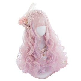 osseoca Sweet Curly Hair Wig Candy Pink Girls Cosplay Party Lolita 12 INCH Female Rooming Face Natural Wigs (20 Inch)
